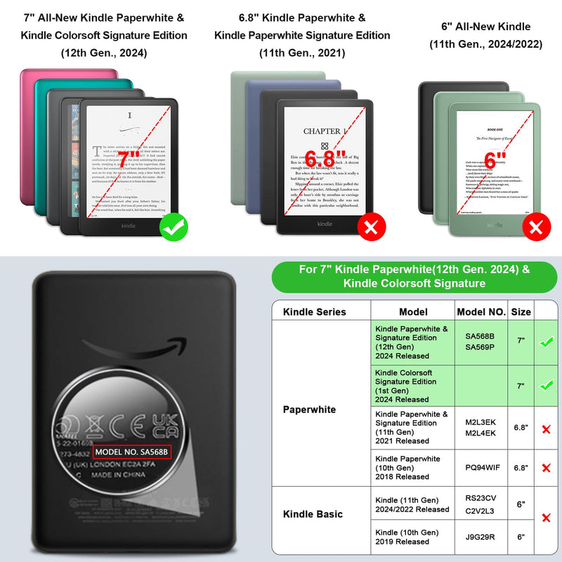 Kindle Paperwhite 7-Inch (12th Gen, 2024)/Kindle Colorsoft 2024 Slim PU Leather Case | Fintie