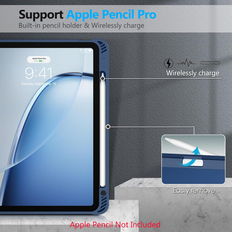 iPad Air 13-inch (M3 chip 2025, M2 chip 2024) SlimShell Case w/ Pencil Holder | Fintie