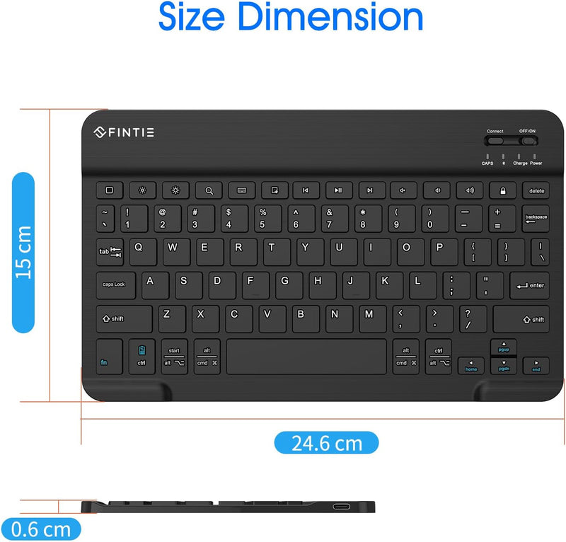 10-Inch Ultrathin Wireless Bluetooth Keyboard for iPad/iPhone/Android Tablets | Fintie