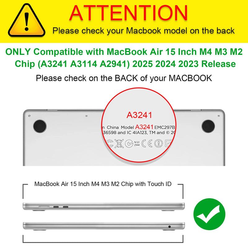 MacBook Air 15 Inch M4/M3/M2 Chip (A3241/A3114/A2941) Protective Snap-On Hard Shell Case | Fintie