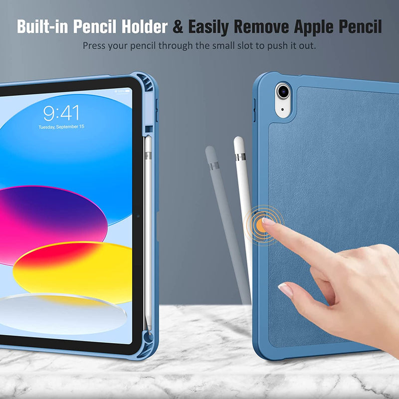  ESR for iPad 10th Generation Case(2022), Trifold Stand Case  Compatible with iPad 10.9 Inch with Flexible Back, Built-in Pencil Holder,  Pencil 2 Support, Auto Sleep and Wake, Slim and Light, Navy