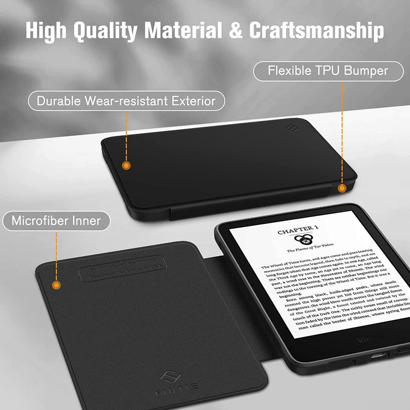All-new Kindle (11th Gen 2022) Book-Style Vegan Leather Cover – Fintie