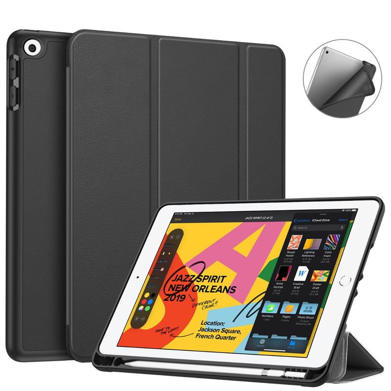 Fintie Hybrid Slim Case for iPad 9th / 8th / 7th Generation (2021/2020 /  2019) 10.2 Inch - [Built-in Pencil Holder] Shockproof Cover with Clear