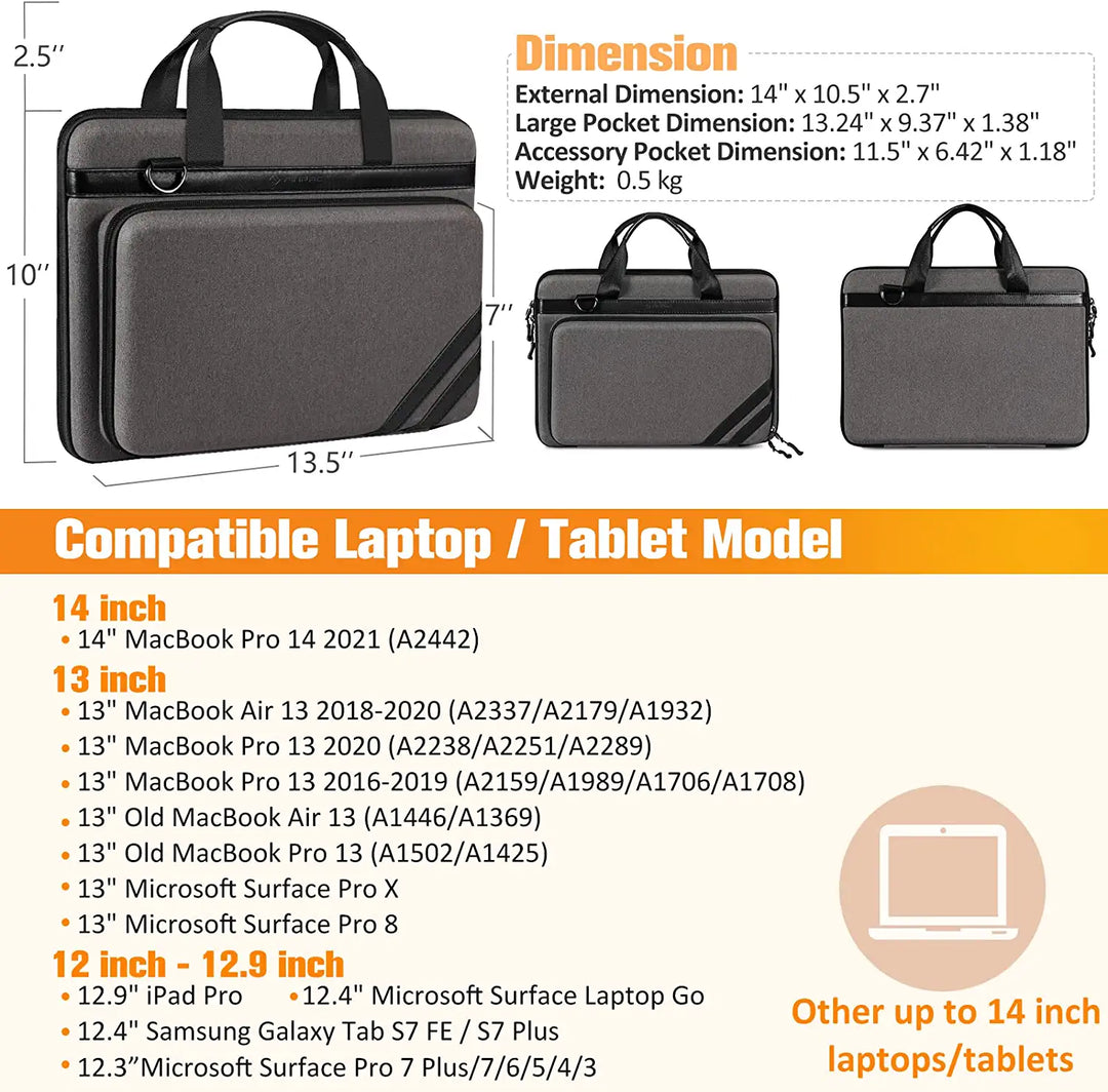 13 14 inch Laptop Tablet Sleeve Case with Accessory Pouch Fintie